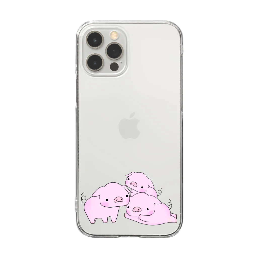 あゆみんと愉快な仲間たち(仮)の3匹のこぶた Clear Smartphone Case