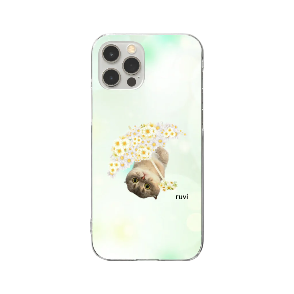 ゆきリンアート【保護猫活動 支援】の花傘ーるびちゃん Clear Smartphone Case