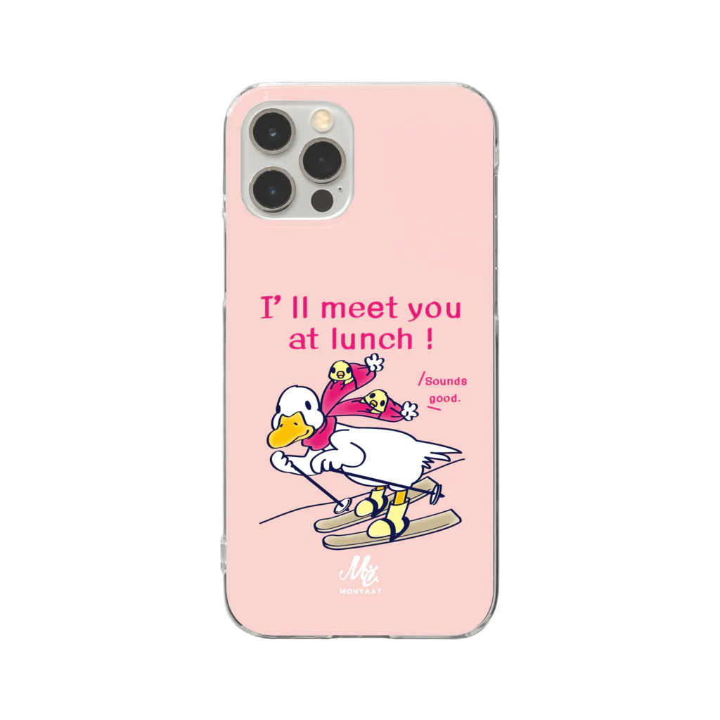 イラスト MONYAAT のCT75あひるのおひるさんのスキー*ピンク Clear Smartphone Case