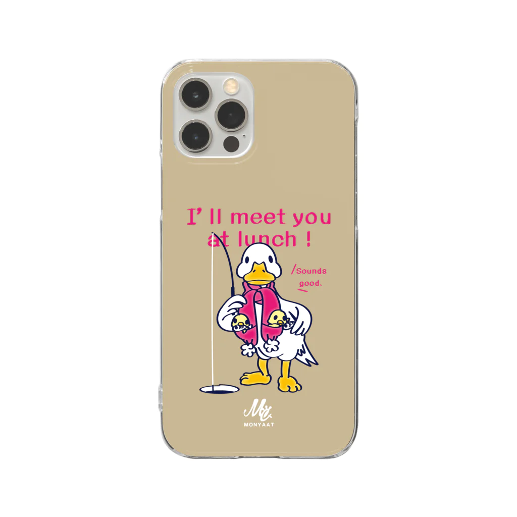 イラスト MONYAAT のCT76あひるのおひるさんのサカナ釣り*ブラウン Clear Smartphone Case