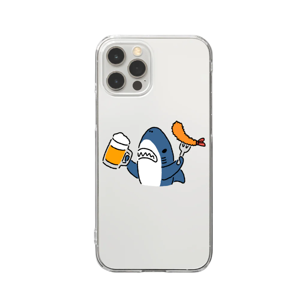 サメ わりとおもいのビールとエビフライとサメ　色付き文字無しVer. Clear Smartphone Case