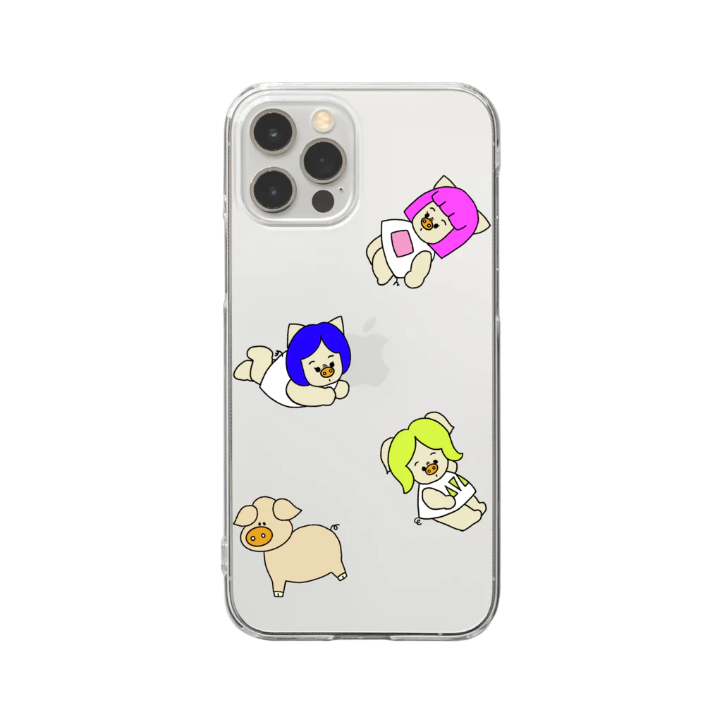 三匹の子むすめの浮遊する三匹の子むすめ Clear Smartphone Case