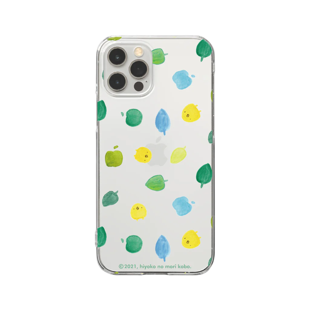 ひよこのもり工房のひよこさんと葉っぱとりんご（クリア） Clear Smartphone Case