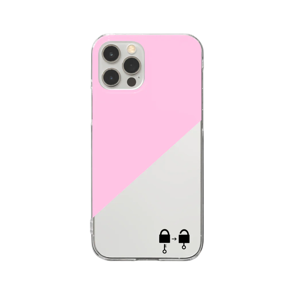 謎はないけど謎解き好きのお店の南京錠スマホケース（ピンク） / padlock smartphone case ( pink ) Clear Smartphone Case