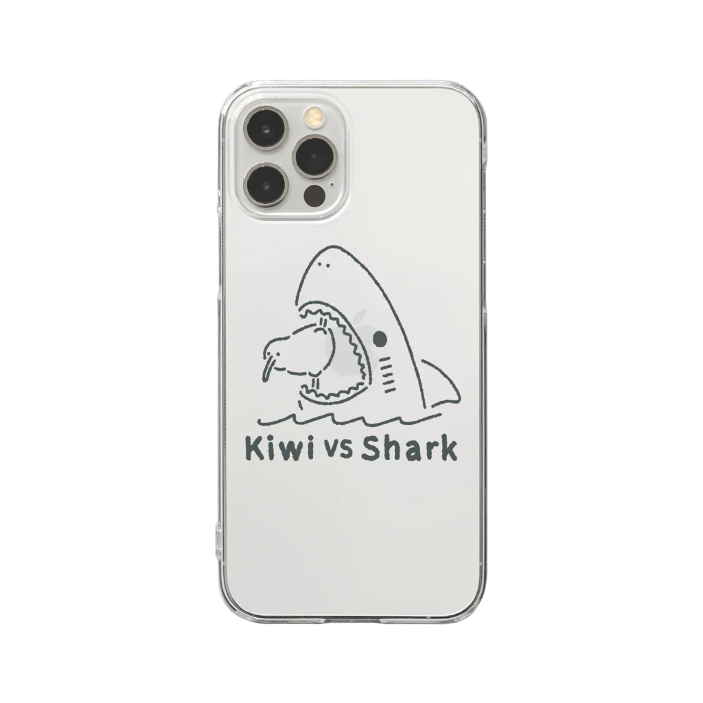 サメ わりとおもいのキーウィVSサメ Clear Smartphone Case