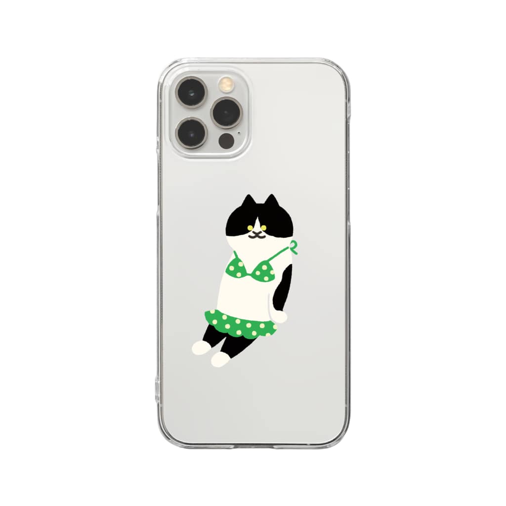 SUIMINグッズのお店の緑のビキニのねこ Clear Smartphone Case