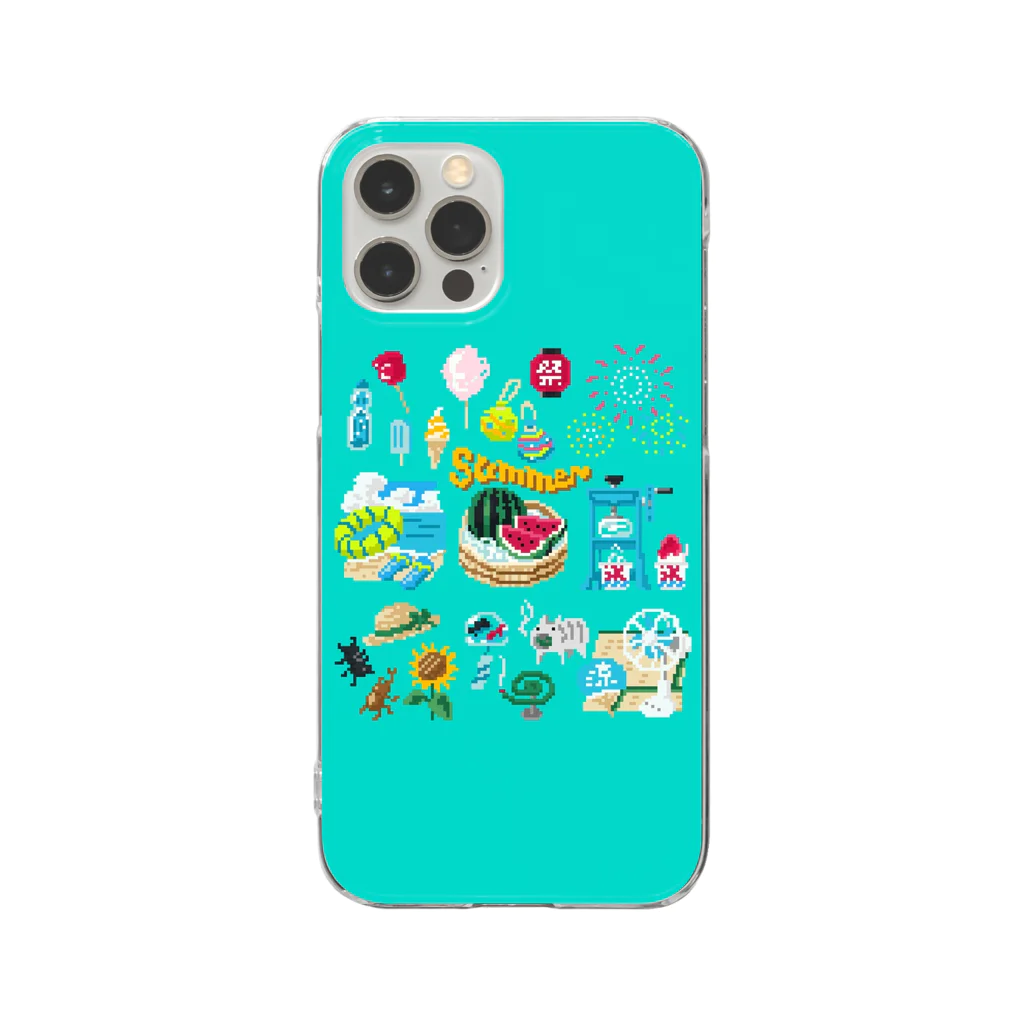 すとろべりーガムFactoryのドットSummer No.2 スマホケース (ミント) Clear Smartphone Case