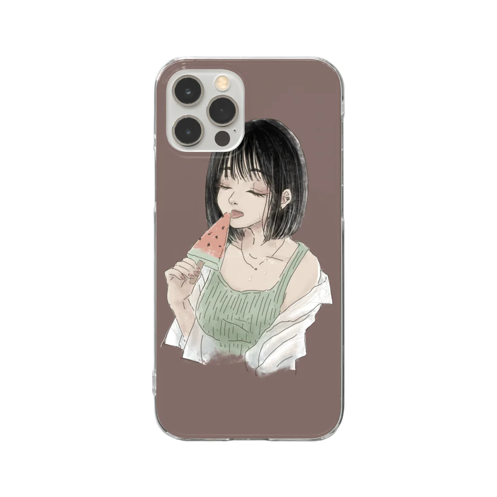 CELOLI_GALLERYの汗にじむアイスのおねえさん Clear Smartphone Case