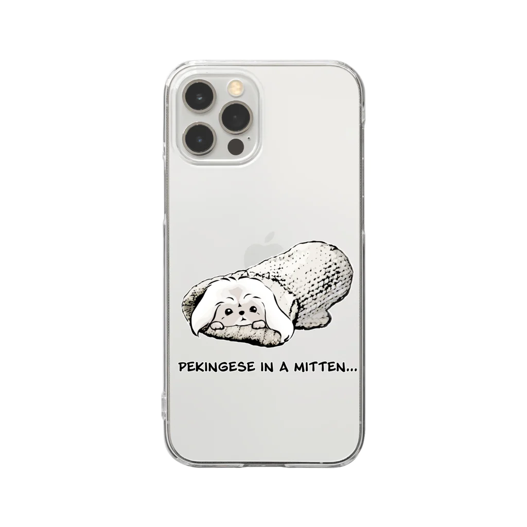 犬グッズの店しえるぶるーのミトンに入ったペキニーズ(ホワイト)   Clear Smartphone Case