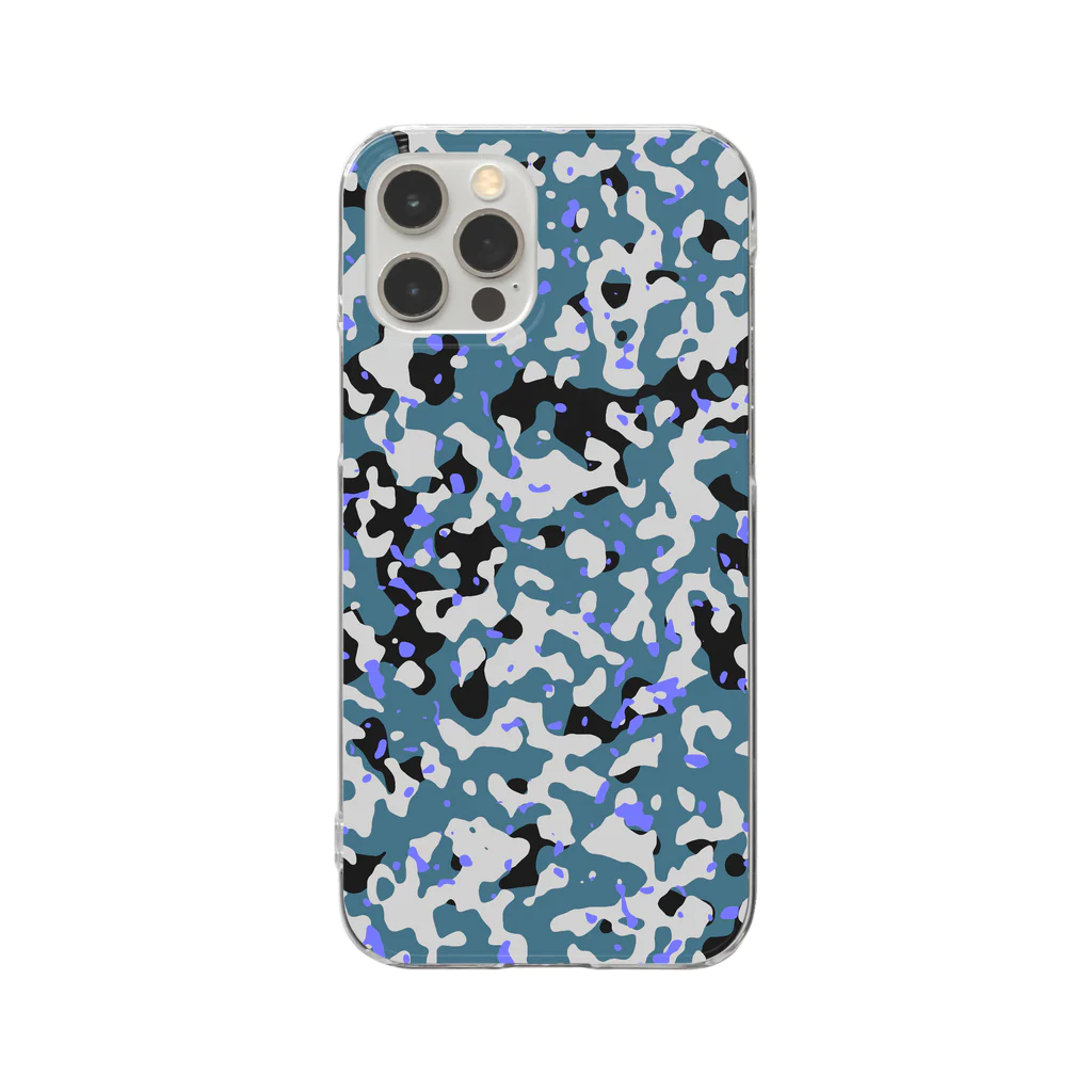 Military Casual LittleJoke のCamo AGR Blue アグレッサー迷彩 青色 Clear Smartphone Case