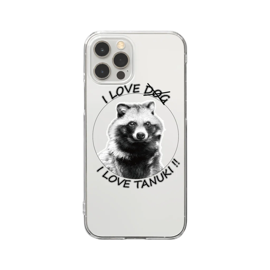 有限会社サイエンスファクトリーのI LOVE TANUKI !! クリアスマホケース