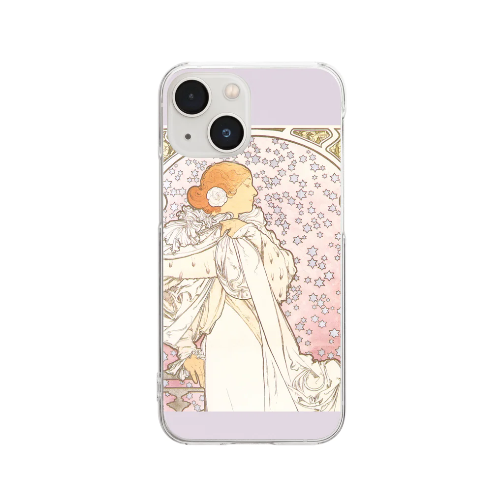 SONOTENI-ARTの014-004　アルフォンス・ミュシャ　『椿姫』　クリア　スマホケース　iPhone 13mini/12mini/11Pro専用デザイン　CC4 クリアスマホケース