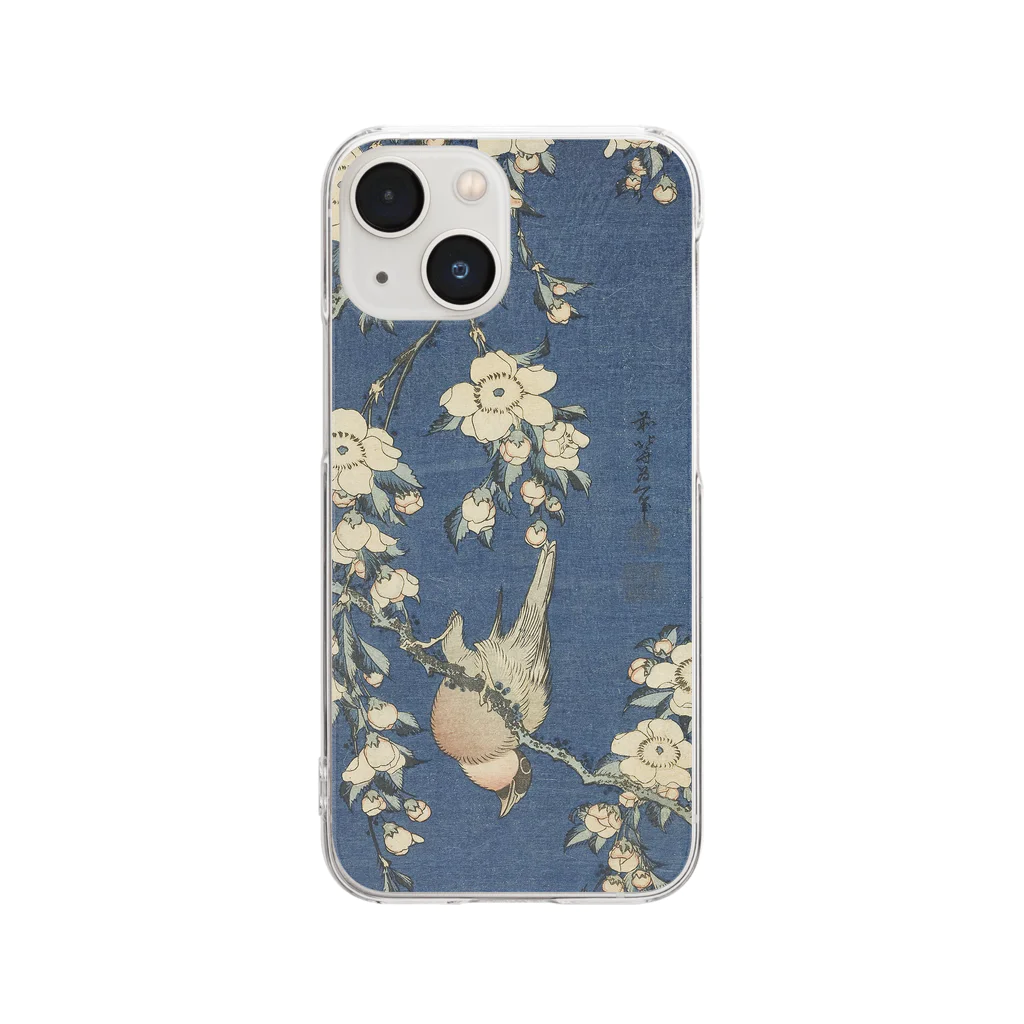 SONOTENI-ARTの003-002　葛飾北斎　『鷽に垂桜』　クリア　スマホケース　iPhone 13mini/12mini/11Pro専用デザイン　CC4 クリアスマホケース