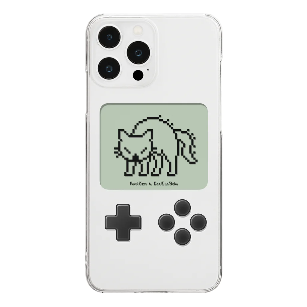 ハナイとトンのドット絵の猫（液晶ボタン付・威嚇） Clear Smartphone Case