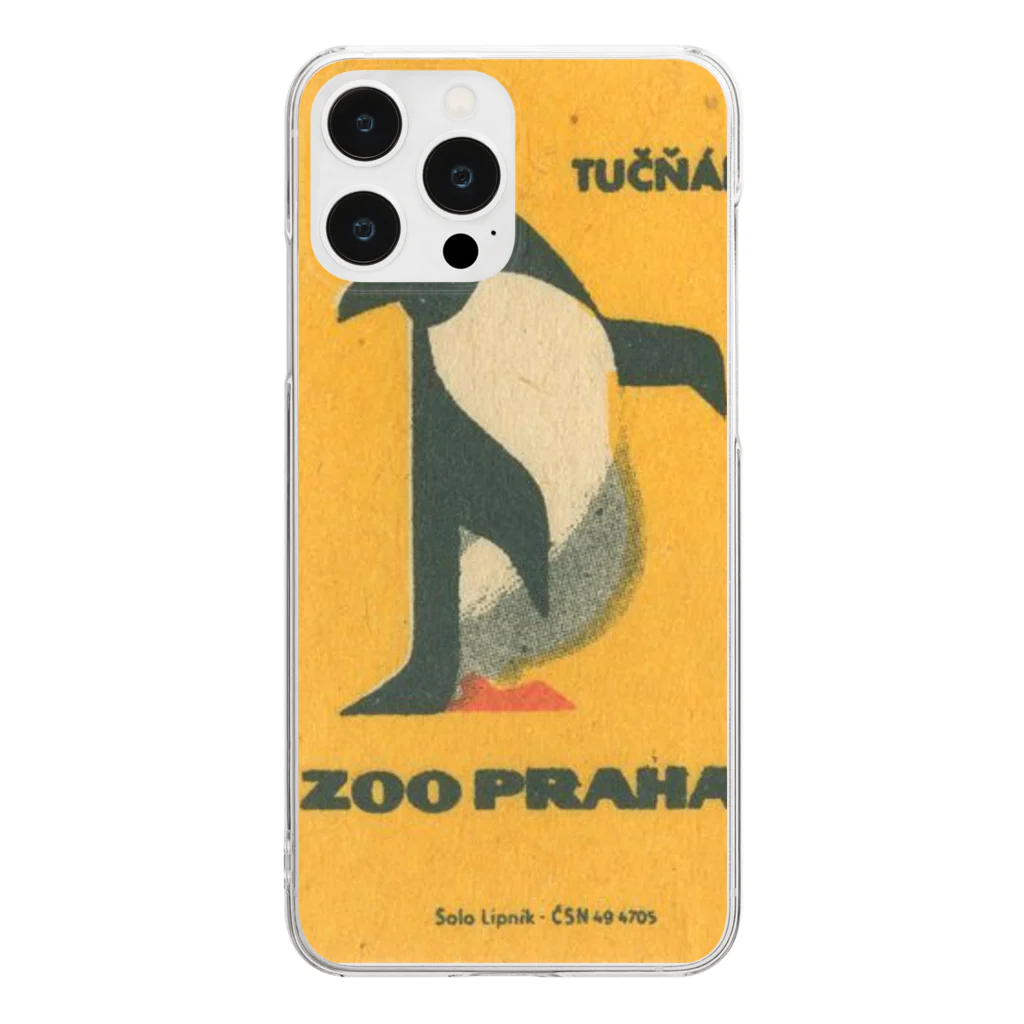 YS VINTAGE WORKSのチェコ・プラハ動物園　ペンギン　 クリアスマホケース