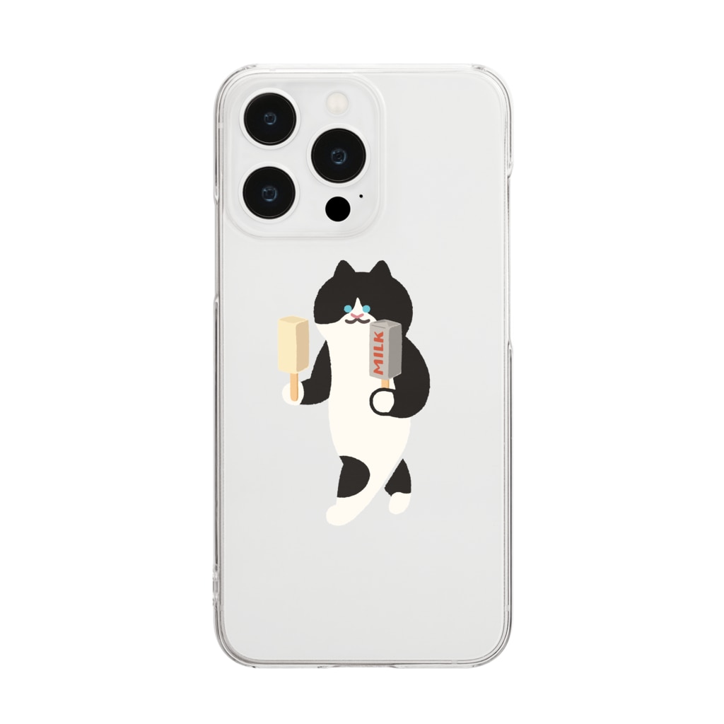 SUIMINグッズのお店のミルクアイスをまじめに運ぶねこ Clear Smartphone Case