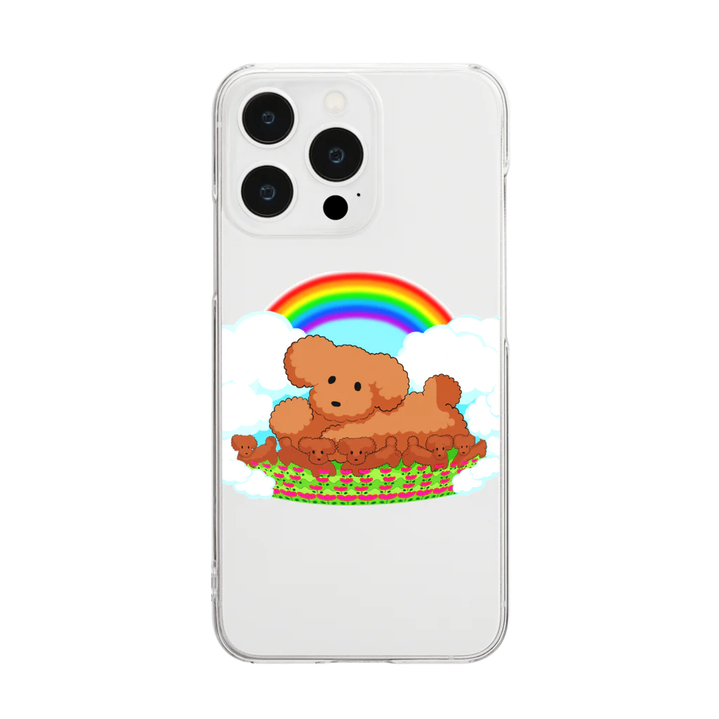 ✨🌈✨ユラクラカン🇯🇵 ✨🌈✨のトイ・プードル🌈ファミリー🌈レインボー　バージョン Clear Smartphone Case