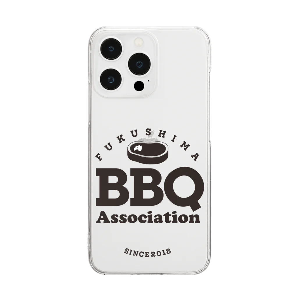 福島バーベキュー協会SHOPの福島BBQ協会Circleロゴ黒文字 Clear Smartphone Case