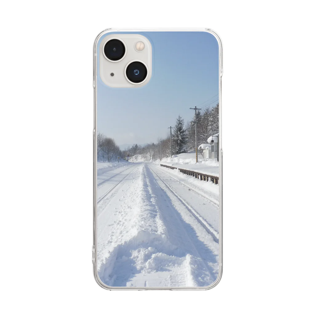 Love Trainの雪に埋もれた線路 Clear Smartphone Case