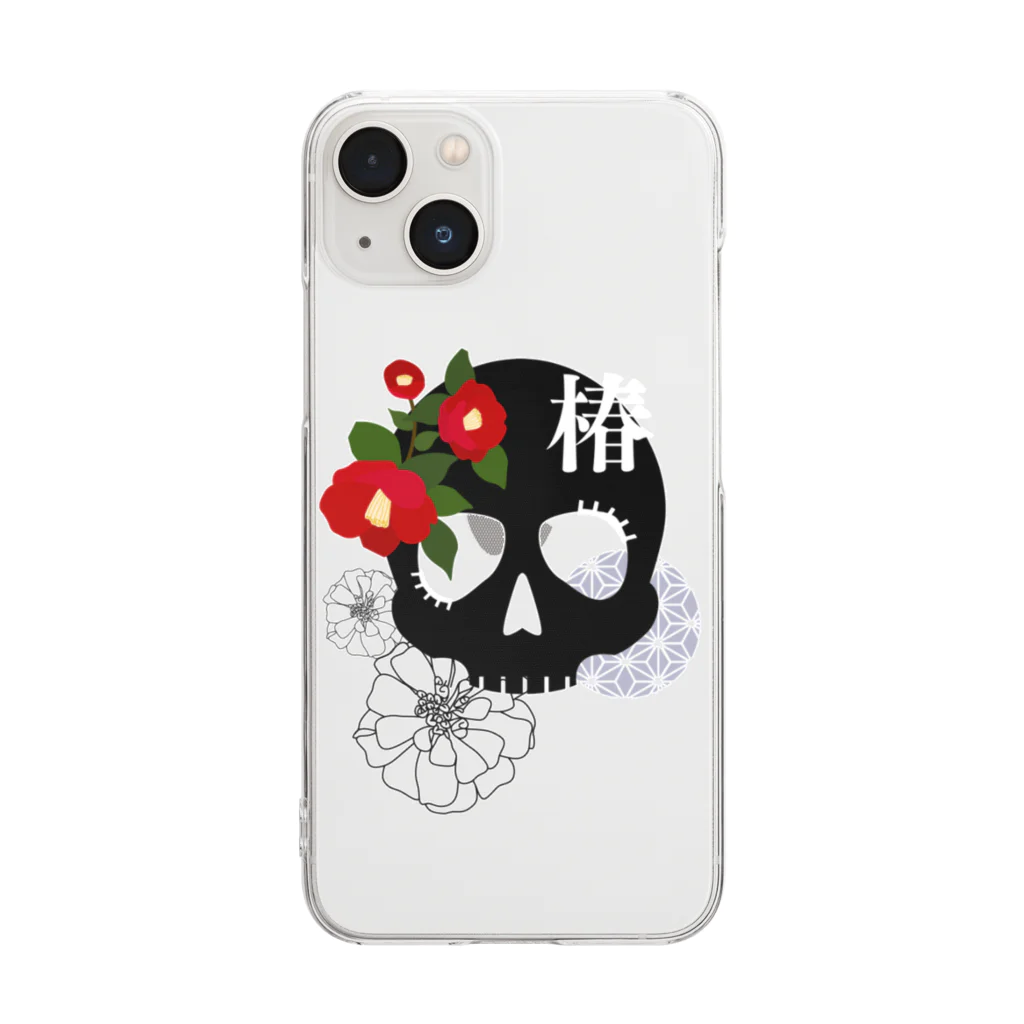 yuki-tsubakiのBetty skull 花椿 Clear Smartphone Case