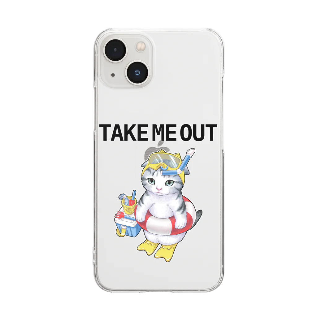 nya-mew（ニャーミュー）のつれてけ猫 Clear Smartphone Case