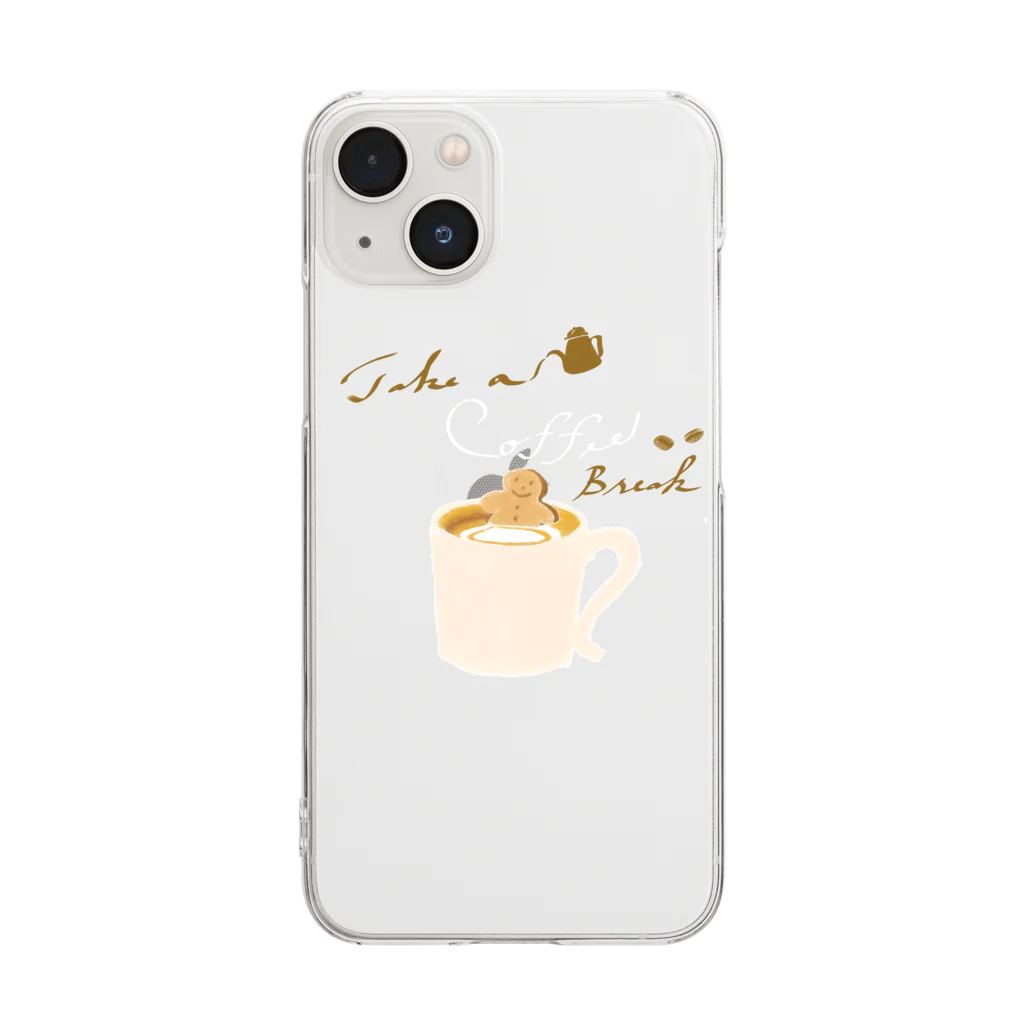 kiki25のcoffee time(コーヒー白字) Clear Smartphone Case