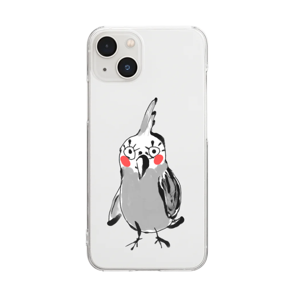 みつぞno鳥絵店のオカメインコのプーちゃん絵 Clear Smartphone Case