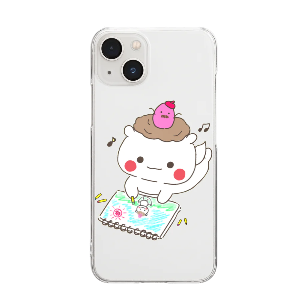 とりーとめんと。(もち三郎)のもち三郎のお絵描きタイム Clear Smartphone Case