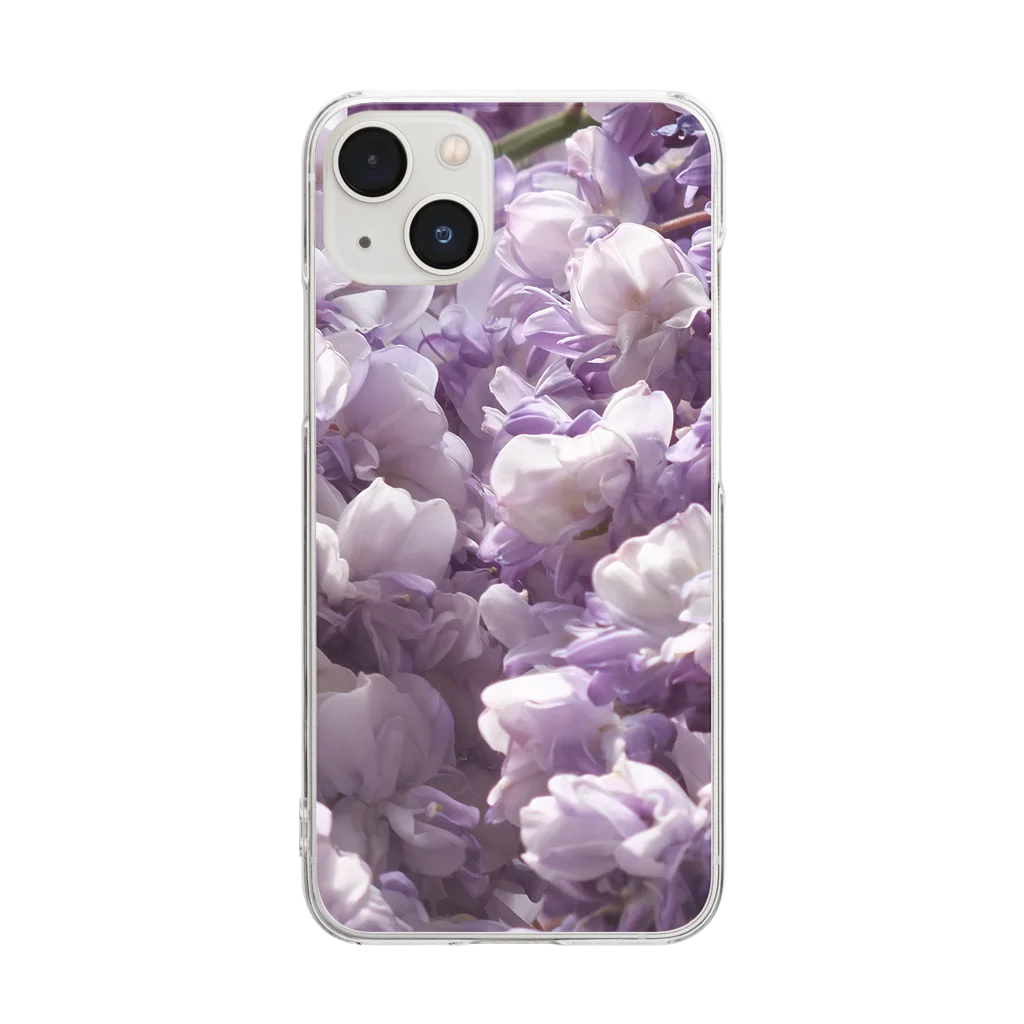 鯨のあふれるお花 Clear Smartphone Case