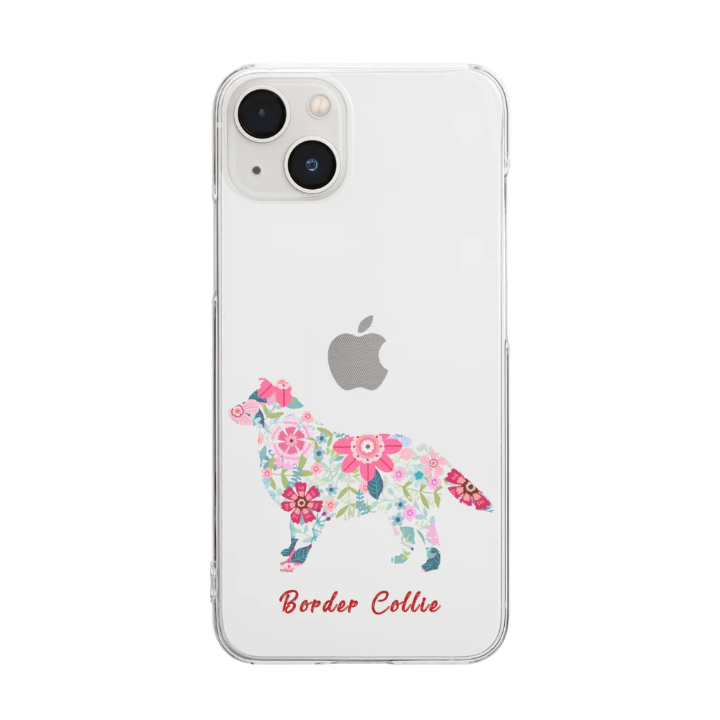 AtelierBoopの花kauwela　ボーダーコリー Clear Smartphone Case