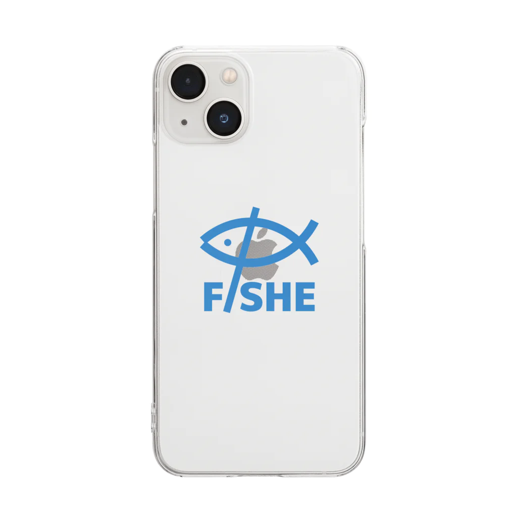 $FISHE Official Goods Storeの$FISHE Print Blue Clear Smartphone Case