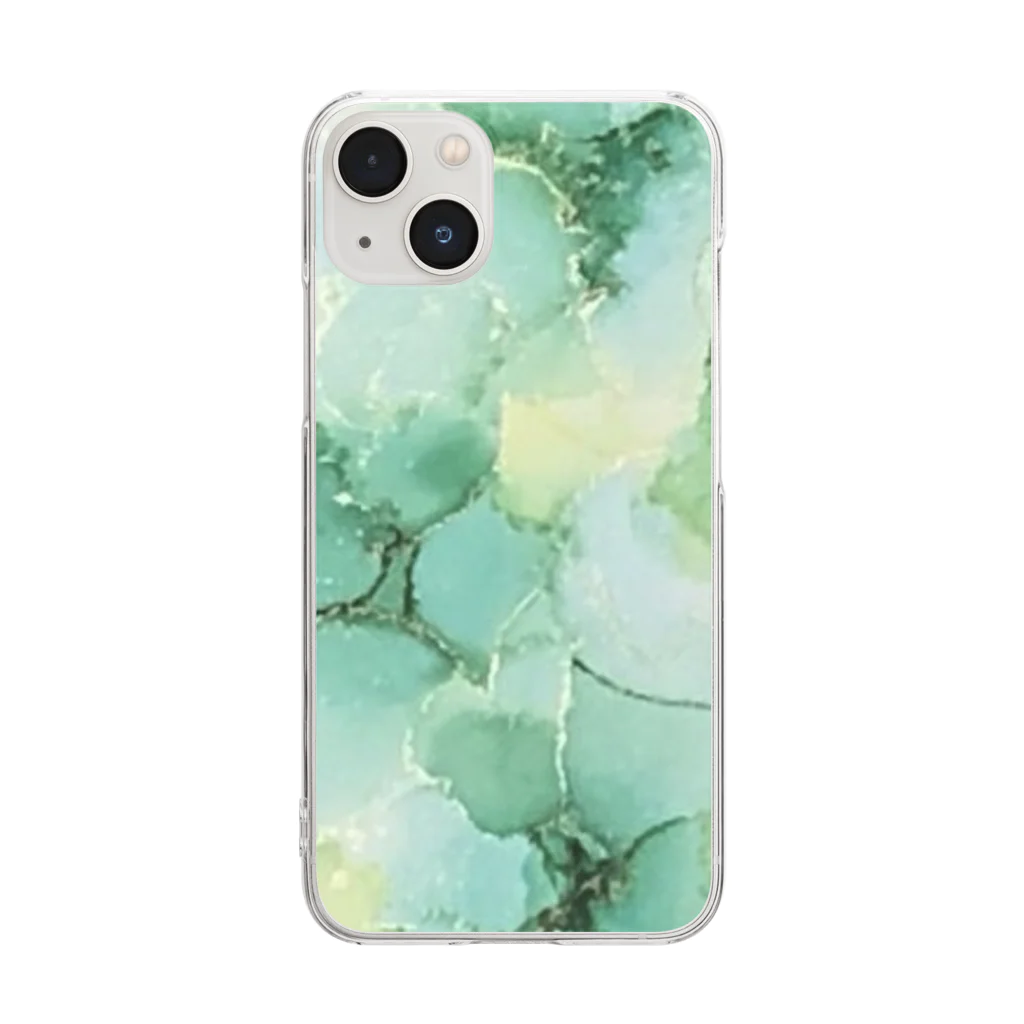 葉月あさこ(風椋)＠癒しの書【公式】のインクアート 緑の花 Clear Smartphone Case