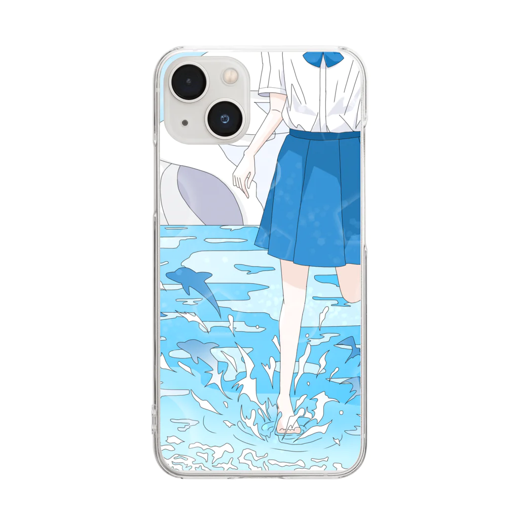 たなつ#指描きの夏の青 Clear Smartphone Case