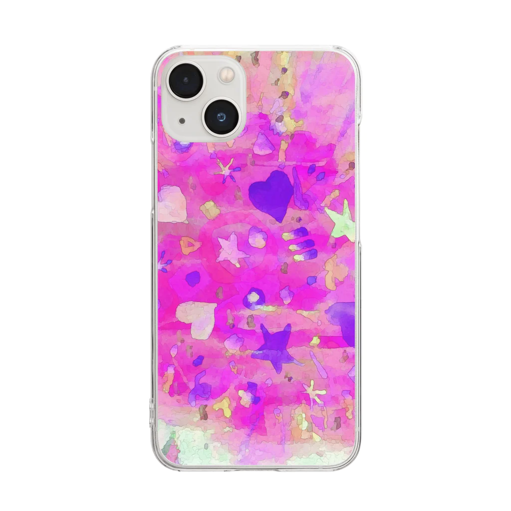 🐶シュナといろいろ🎨の⭐︎♡ (ピンク) Clear Smartphone Case