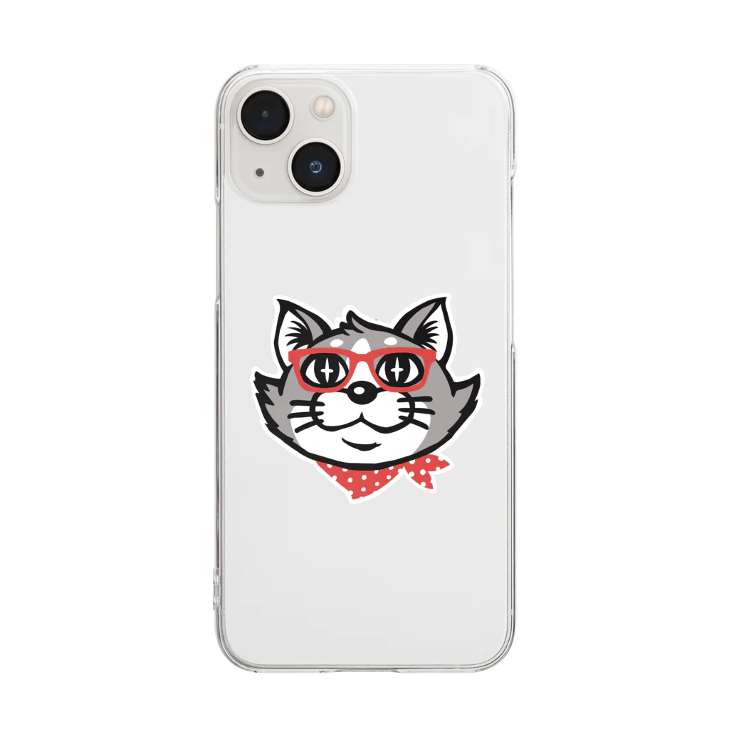 chiita303のキラーンした猫　眼鏡 Clear Smartphone Case