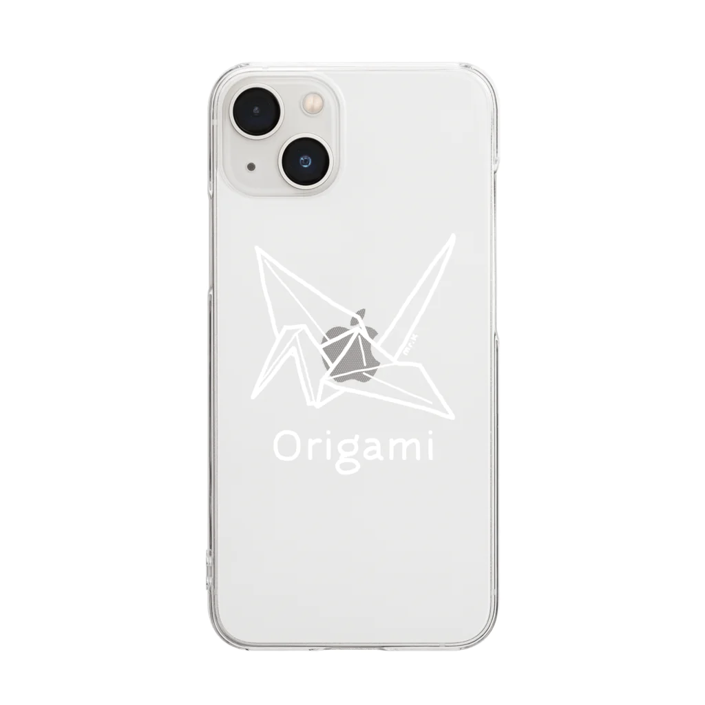 MrKShirtsのOrigami (折り紙鶴) 白デザイン クリアスマホケース