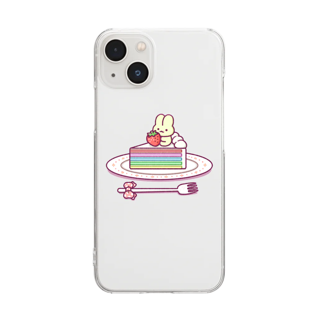 ❁みい❁のレインボーケーキとうさぎ Clear Smartphone Case