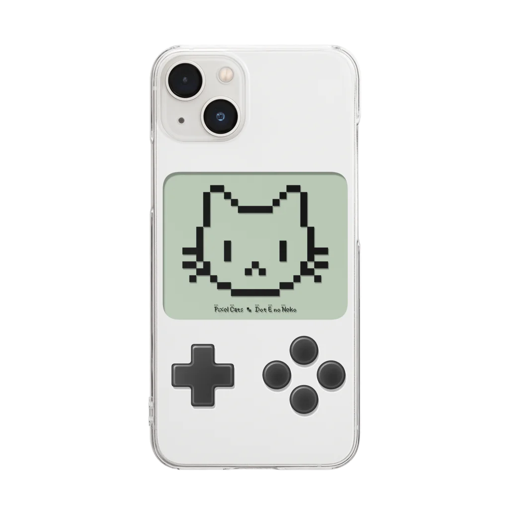 ハナイとトンのドット絵の猫（液晶ボタン付・顔） Clear Smartphone Case