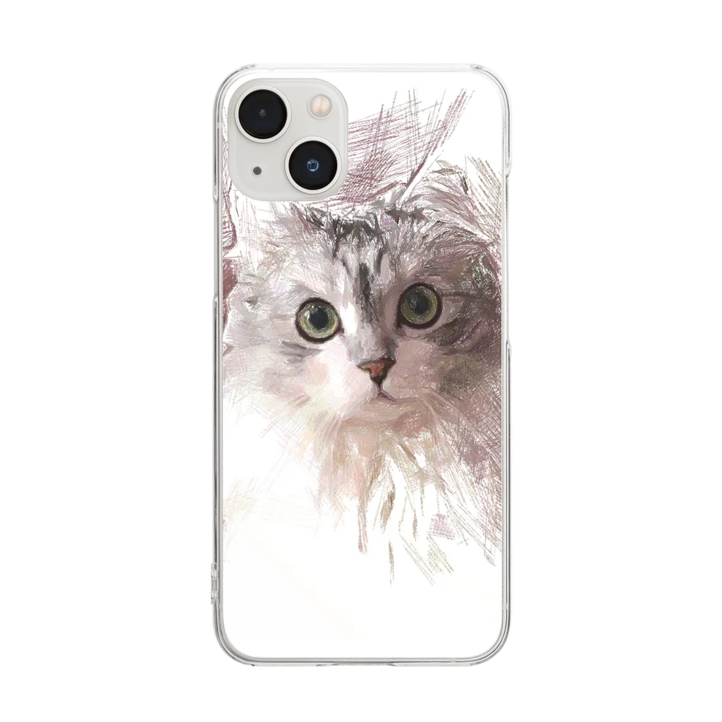 ARTY COATYのお店の猫　デッサン風イラスト Clear Smartphone Case