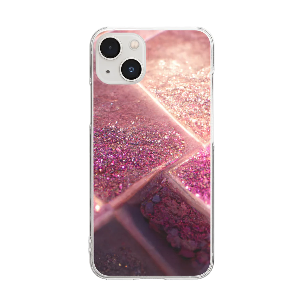 iMari_plusのPink glittery pattern クリアスマホケース