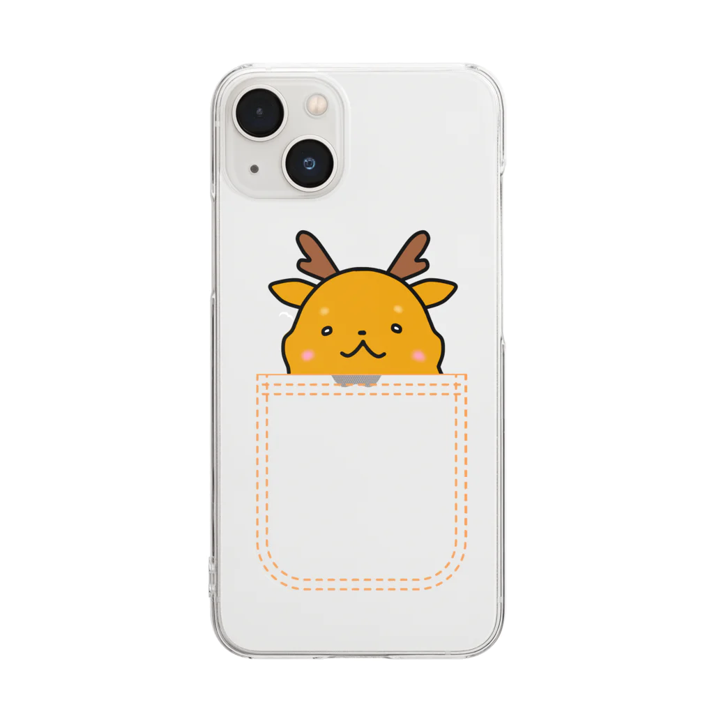 ゆるも鹿々堂のポケットインまめしか Clear Smartphone Case