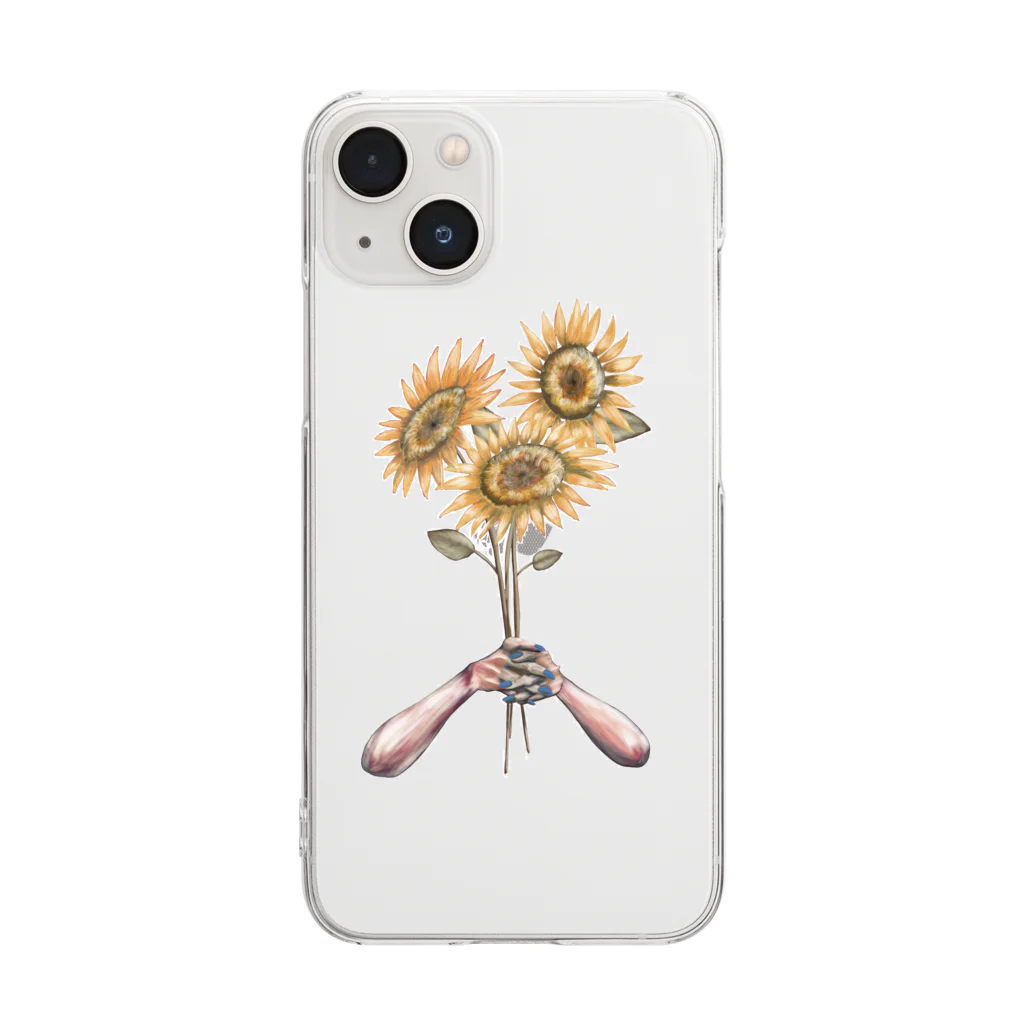 花とての花とて　3本のヒマワリ Clear Smartphone Case