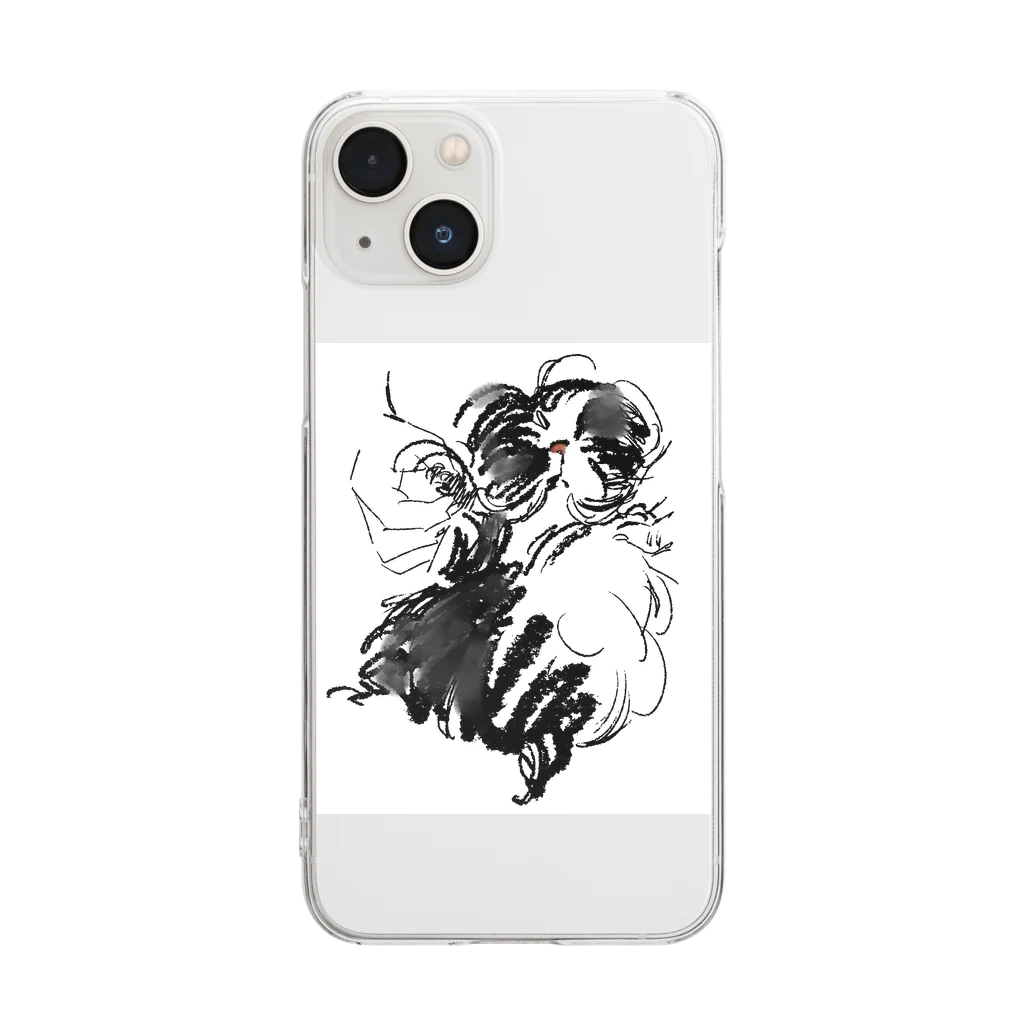 いいにょんのみせの水墨画ぺろち Clear Smartphone Case