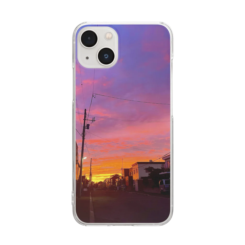 薄暮のあっという間の夕焼け Clear Smartphone Case