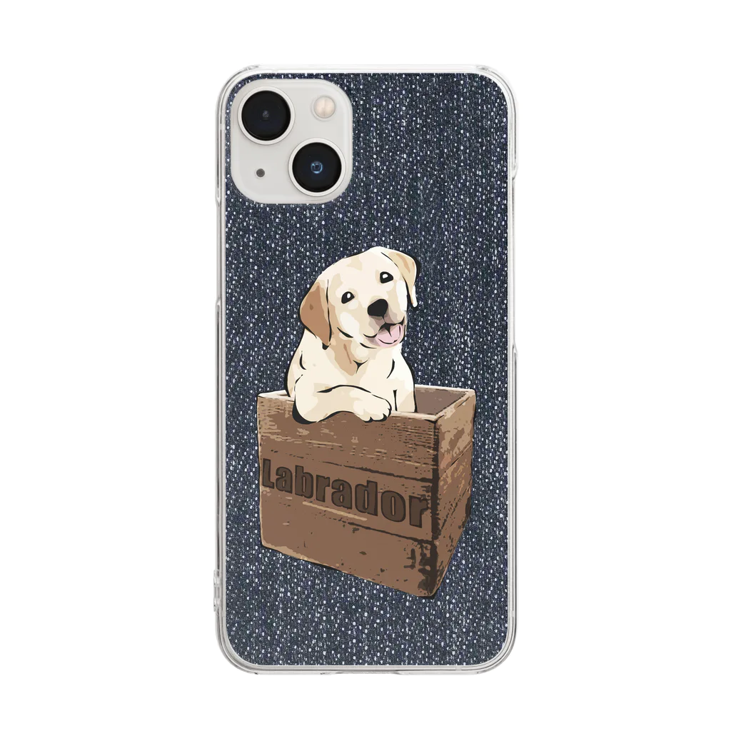 犬グッズの店しえるぶるーの箱入り犬　ラブラドルレトリバー　デニム Clear Smartphone Case