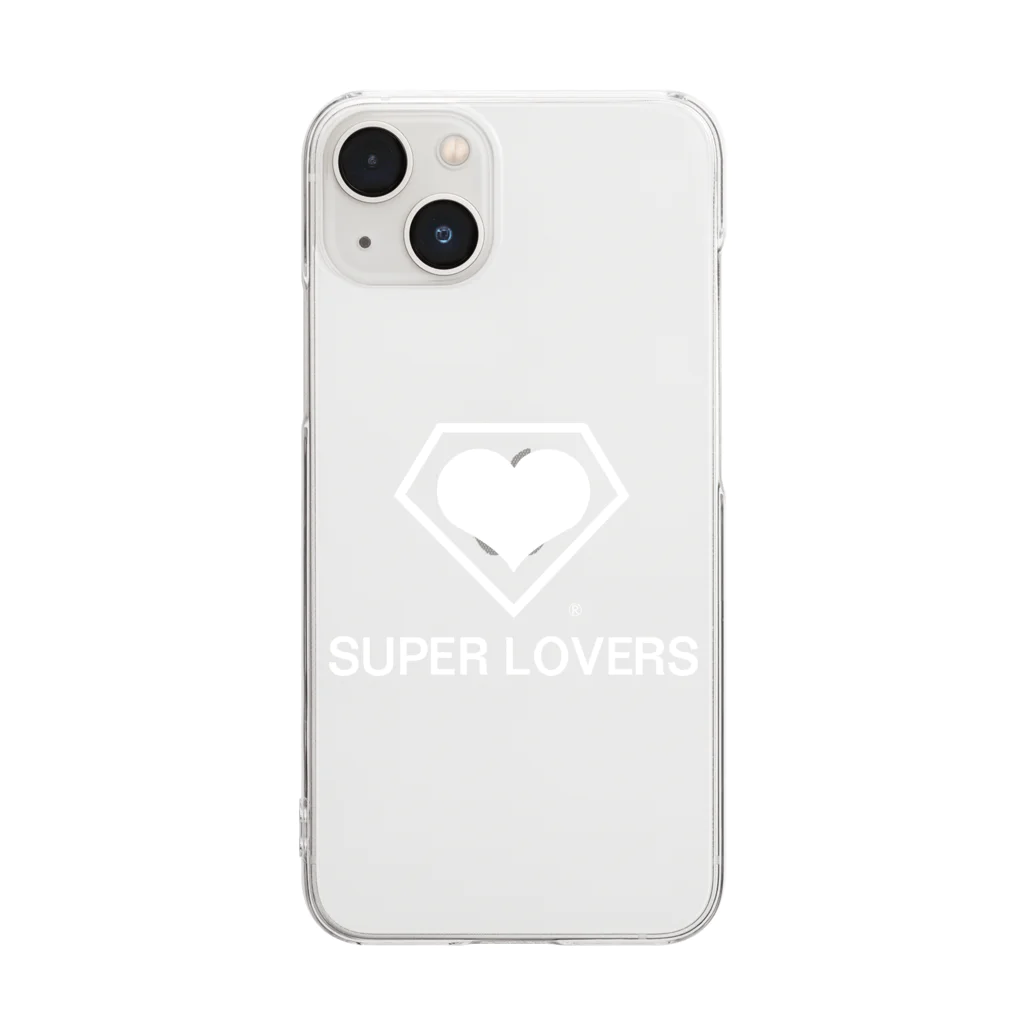 SUPER LOVERS co,ltdのSUPER LOVERS 90sスクールロゴ　白pt クリアスマホケース