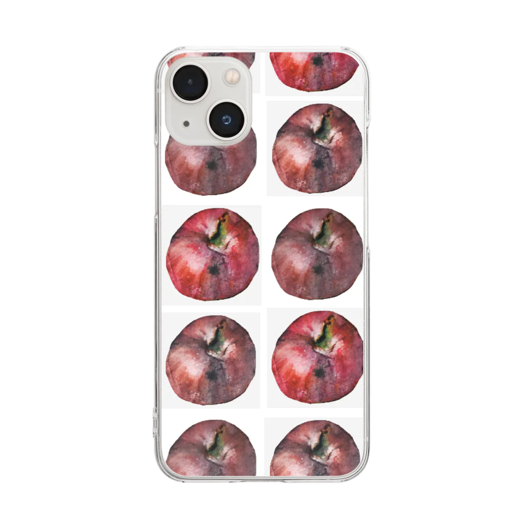 プロフィール内のサイト様もお願いいたしますのりんご リンゴ 透明水彩 アート イラスト Clear Smartphone Case