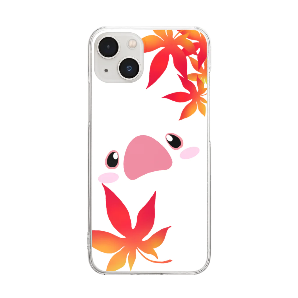 torilove_birdloverのもっちり文鳥さんの紅葉狩り Clear Smartphone Case