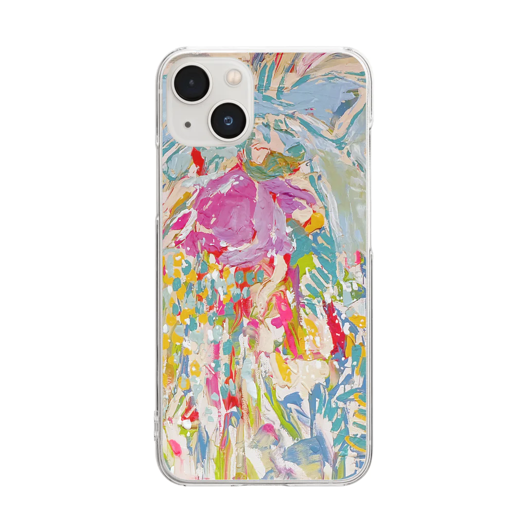 piece.of.flowerのリボンとお花 Clear Smartphone Case