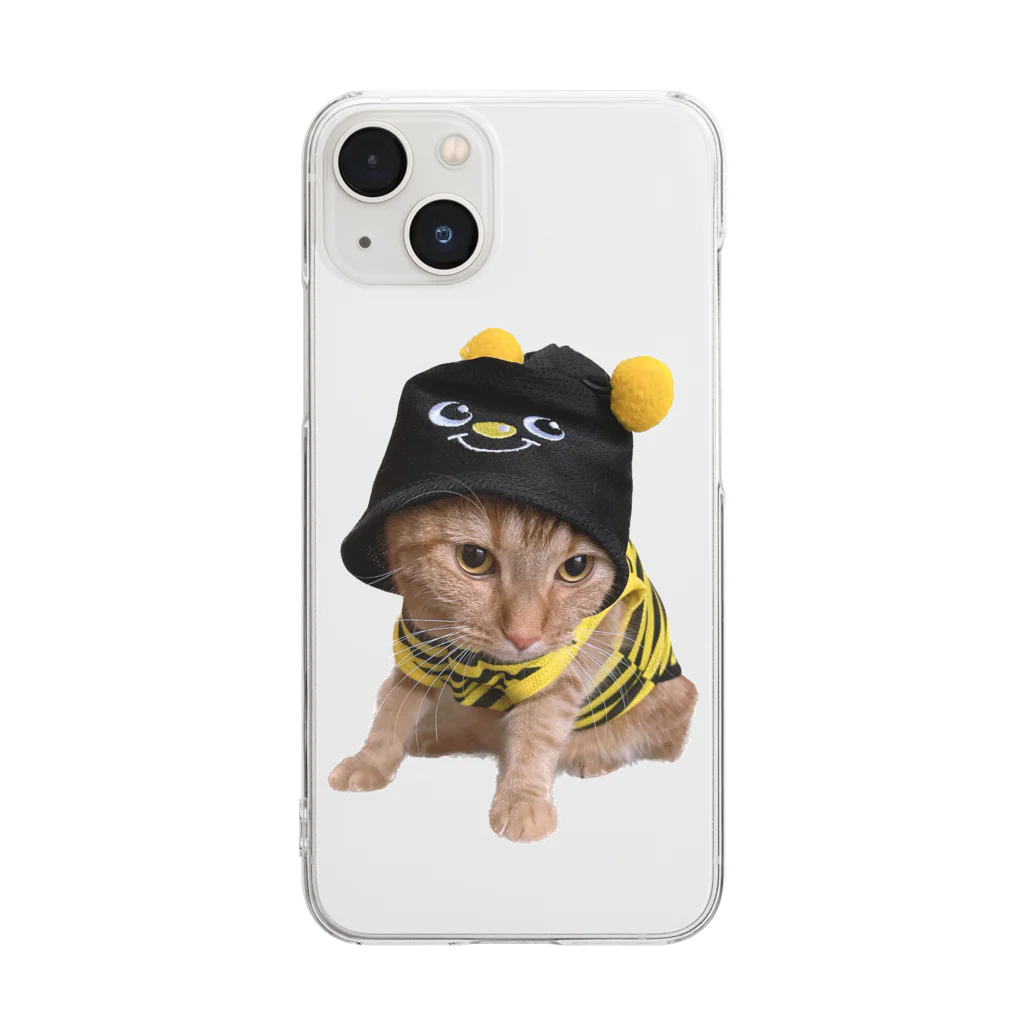 茶太郎🐱とモンブランの茶太郎のコスプレ ハチシリーズ Clear Smartphone Case